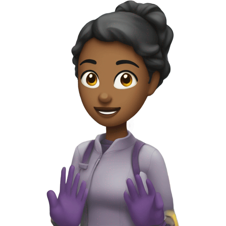 girl in shop with gloves emoji