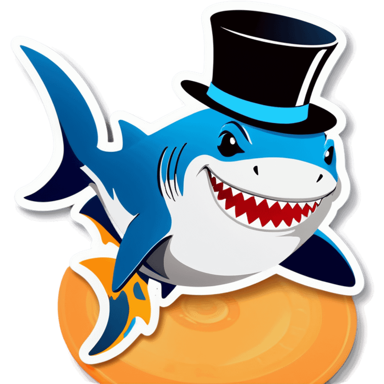 Shark with a top hat emoji