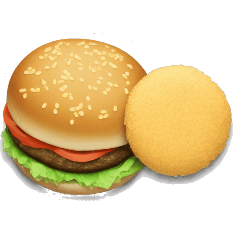 bowl of white rice next to a plain burger patty on a plate emoji