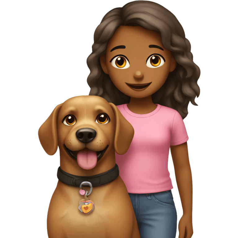 Dog with a little girl emoji