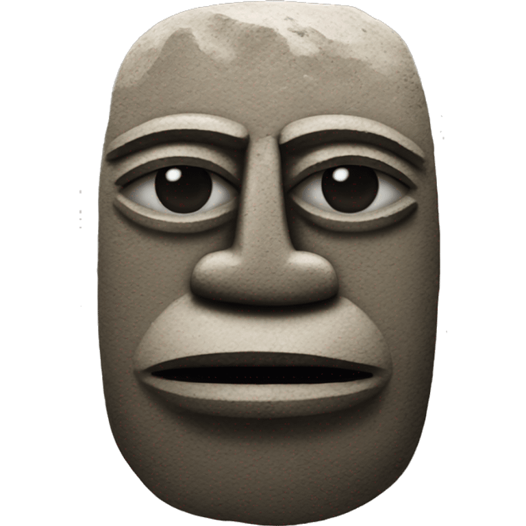 Stone idol from Easter Island with a poker face emoji