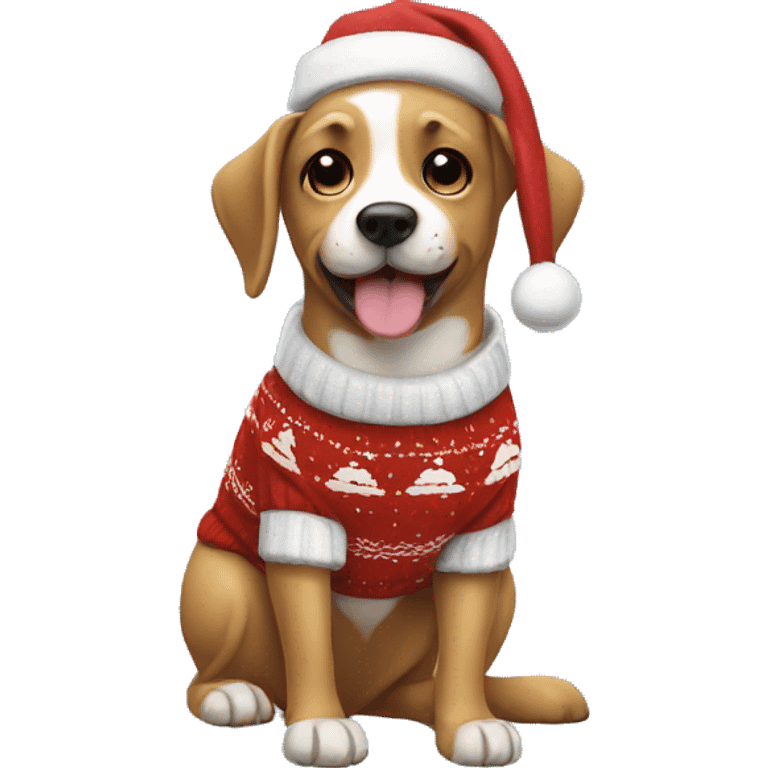 dog wearing a christmas sweater emoji