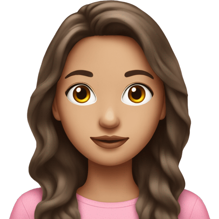 gorgeous girl with brunette hair in pink emoji