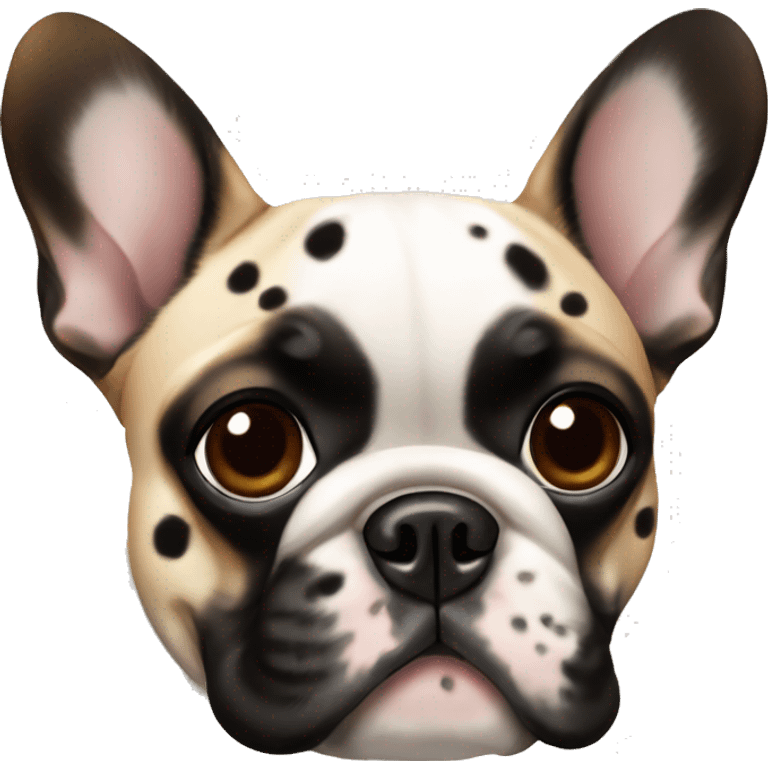 french bulldog with white, brown and black spots  emoji