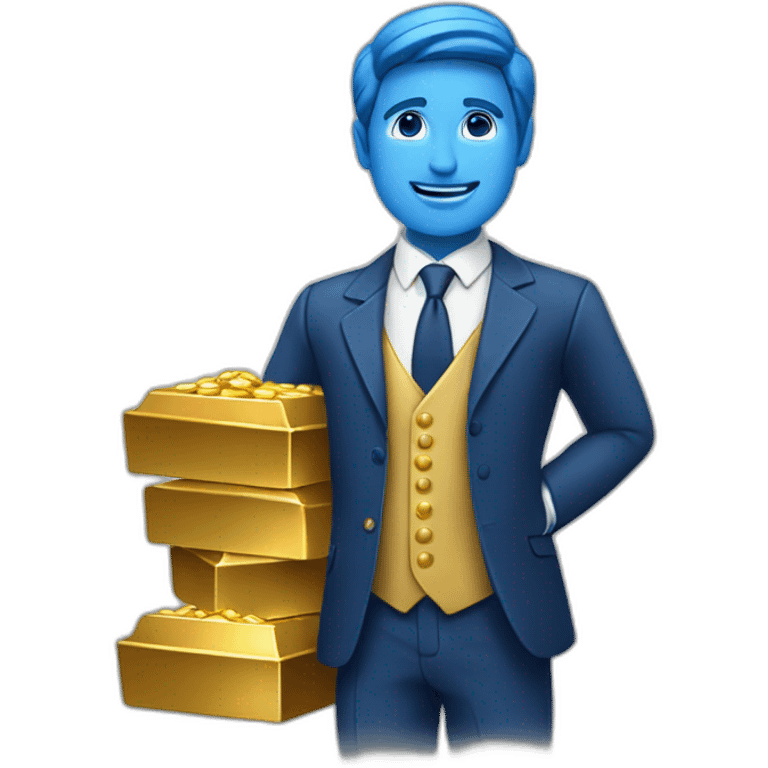 Posh-man-with-blue-suit-offering-goldbar emoji