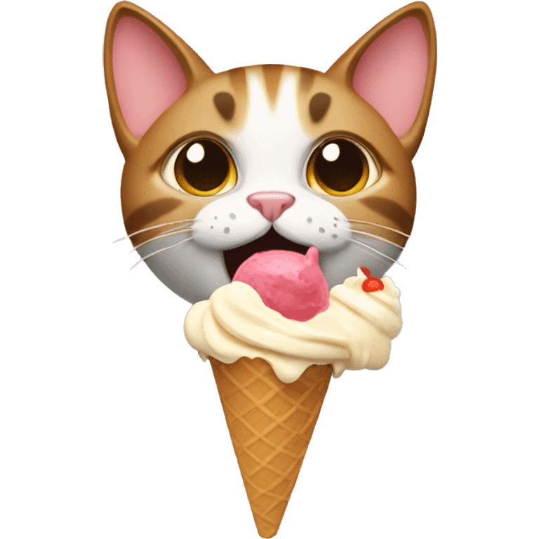 Cat eating ice cream emoji