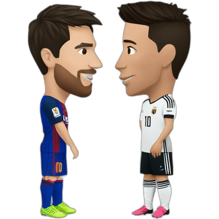 Leo Messi and Cristiano Ronaldo kissing emoji