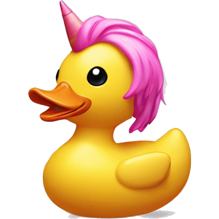 Rubber duck in form of a pink unicorn  emoji