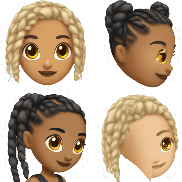 lightskin girl with blonde and black braids emoji