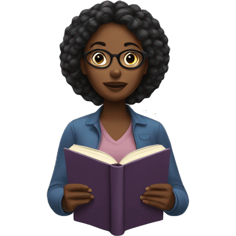 Black woman reading a book emoji