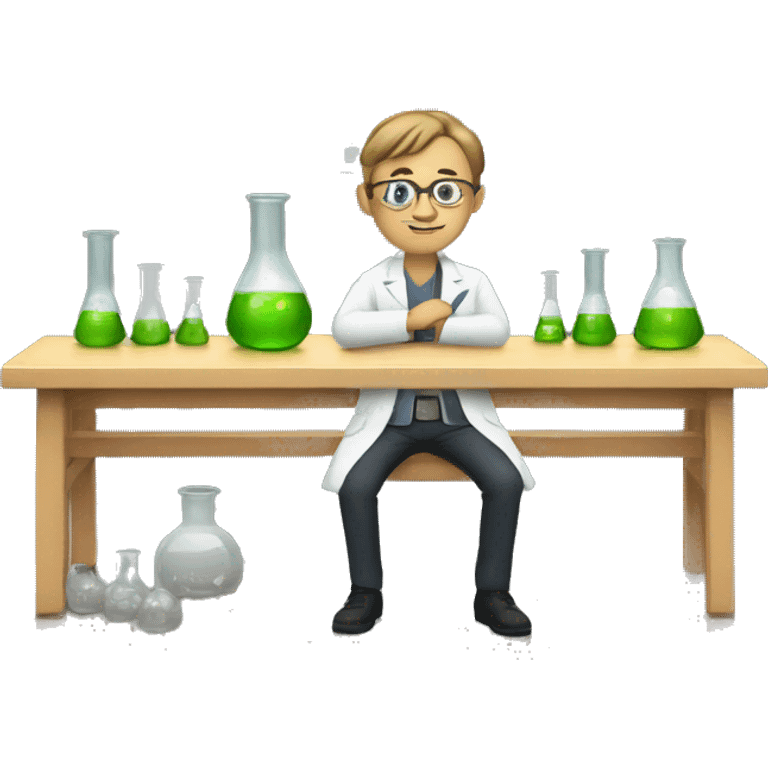 Lab class with a traditional bench and beakers emoji