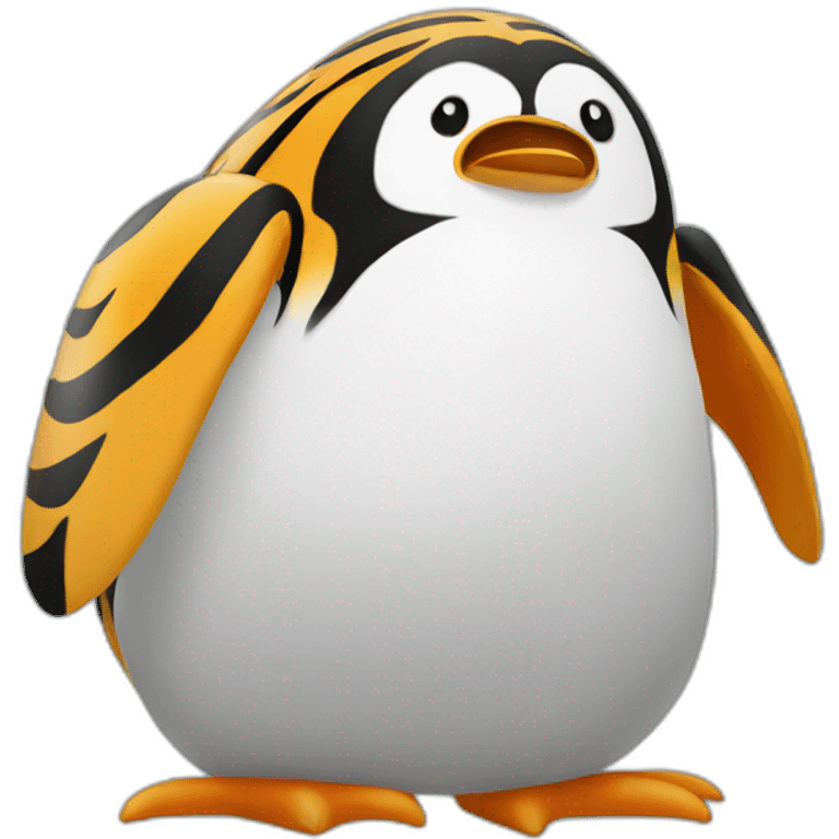 Pingouin sur un tigre emoji