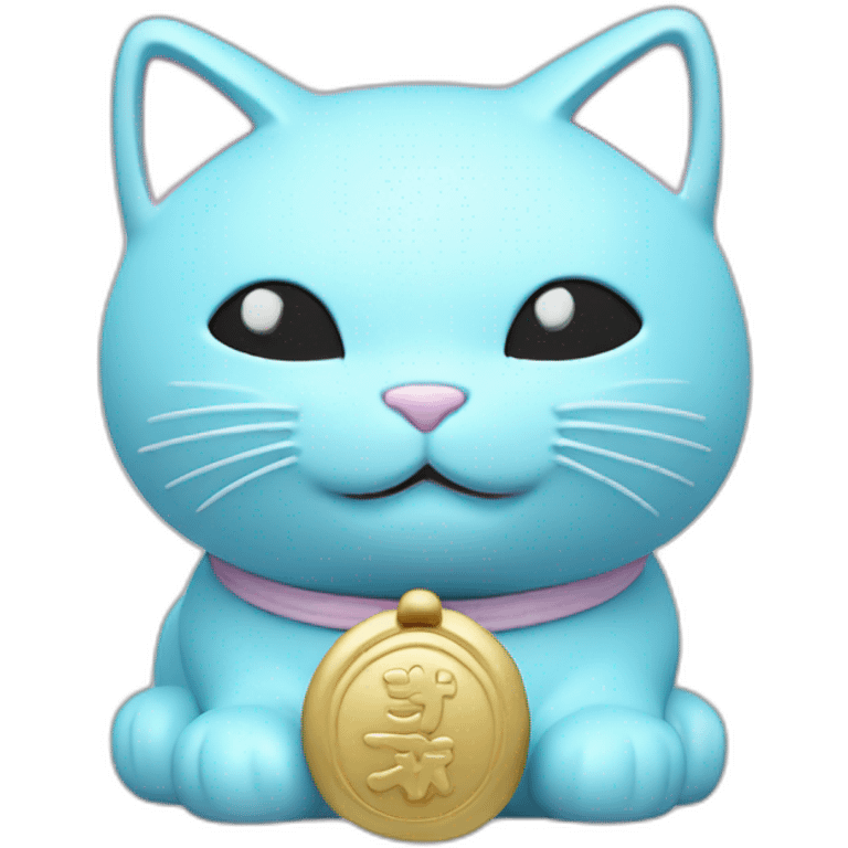 lucky cat pastel blue emoji