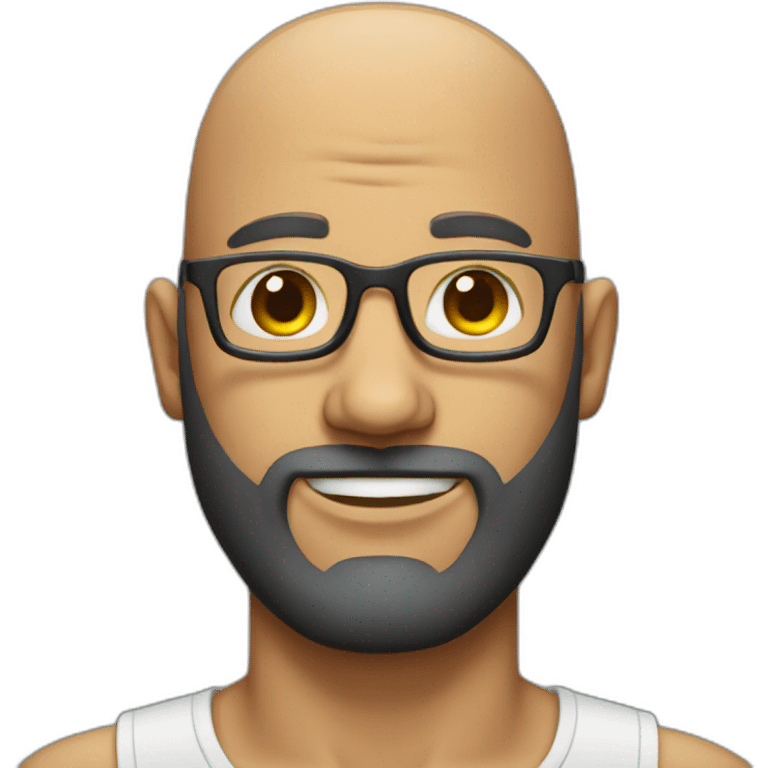 bald head bearded man with glasses and a shiny head emoji