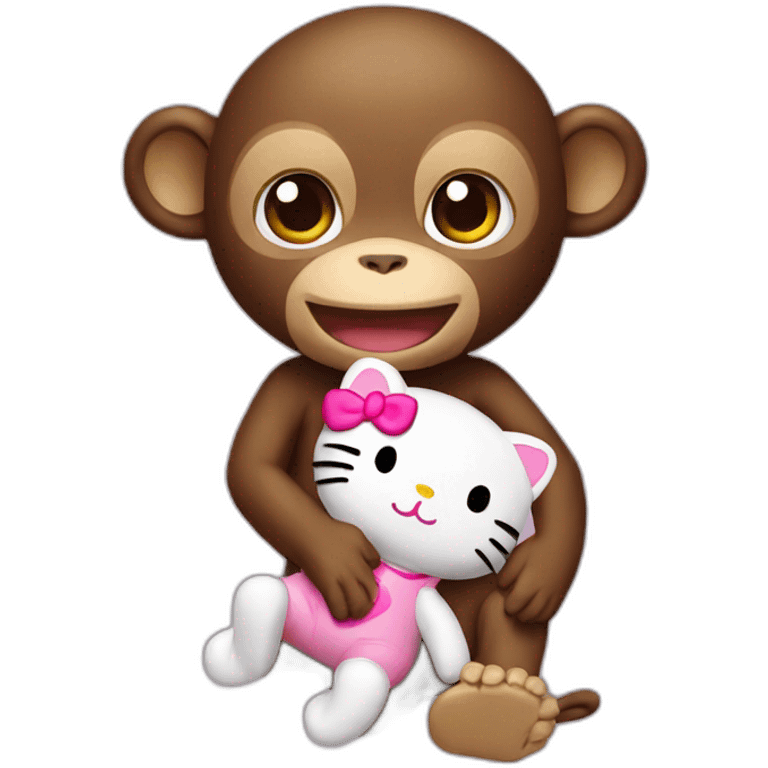 monkey with hello kitty doll emoji