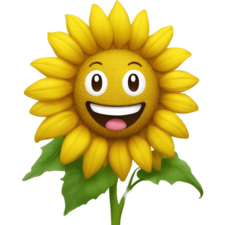 Sunflower with a cute smiley face emoji