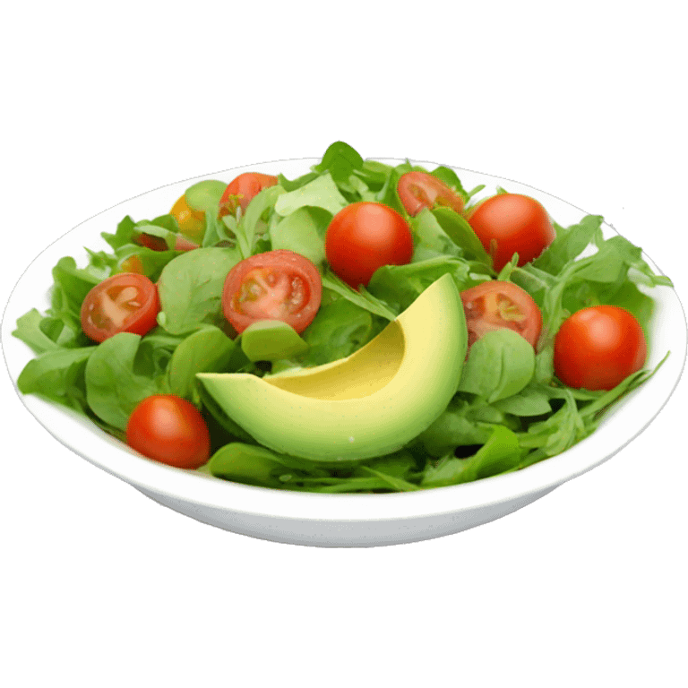 delicious salad with mini tomatoes arugula and avocado  emoji