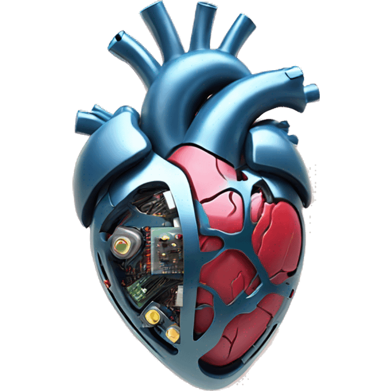 Cyborg anatomical heart with circuits emoji