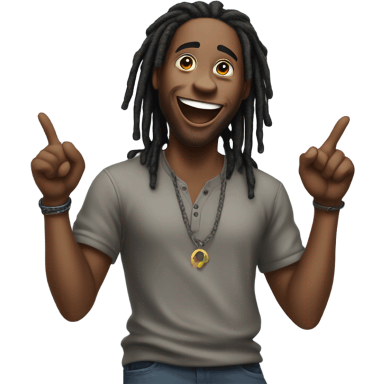 A black guy with dreads pointing at you laughing ￼ emoji