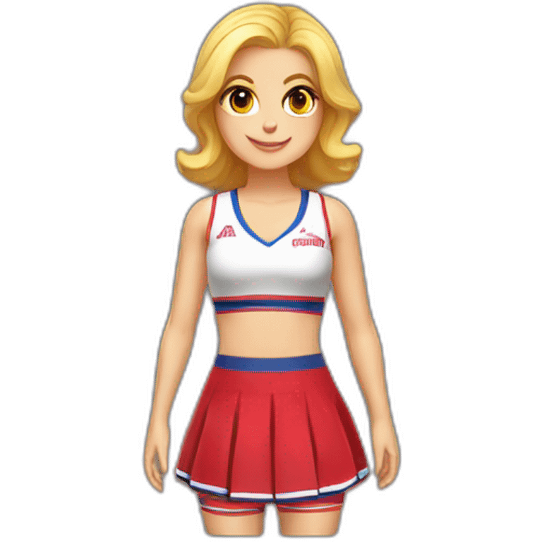 Caucasian curvy cheerleader both sides emoji