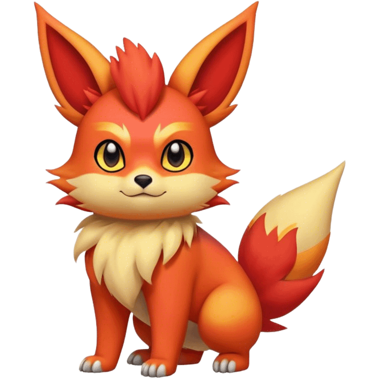 Cool cute Quilava-Litten-Flareon-animal-creature-hybrid full body emoji