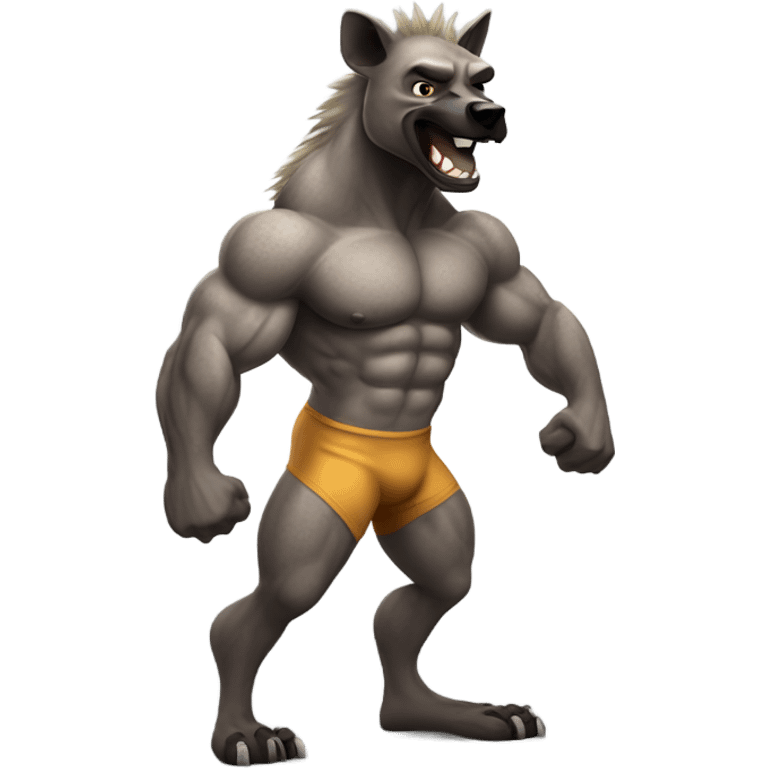 Strong bodybuilding Hyena flexing body emoji