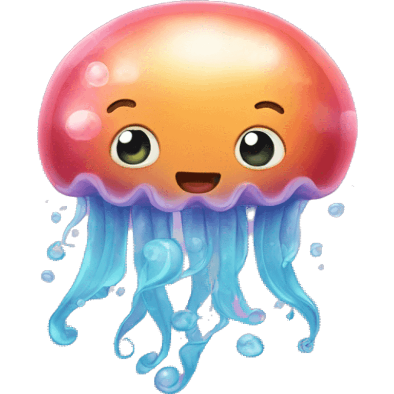 jellyfish with love bubble water emoji