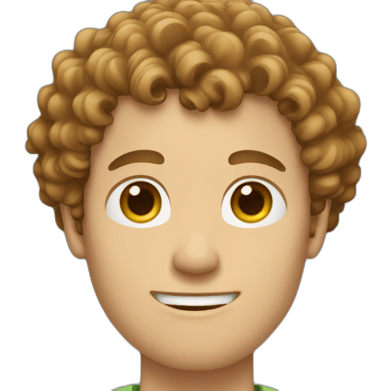 A white man with brown hair and curly hair emoji