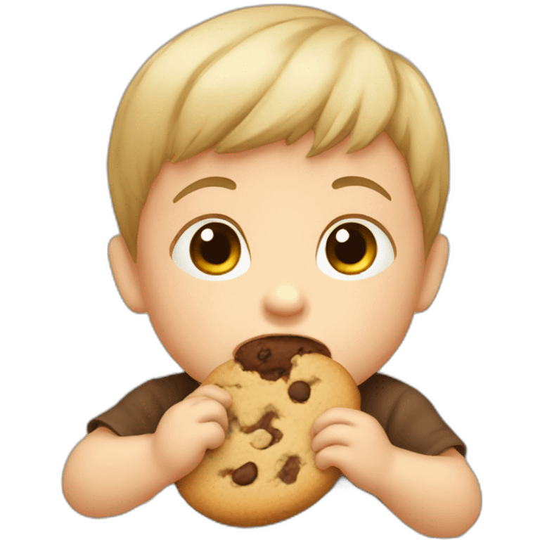 Infant boy eating a cookie emoji