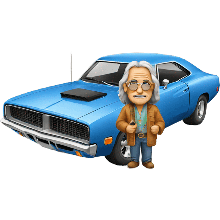 Old hippie in Dodge Charger emoji