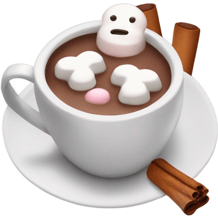 being cup of hot chocolate with marshmallows and cinnamon emoji