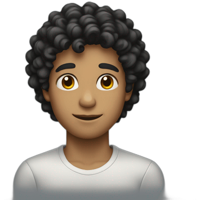 a fair young man with curly black hair emoji