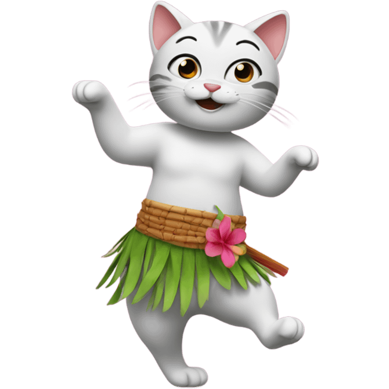 Cat dancing with hula skirt emoji