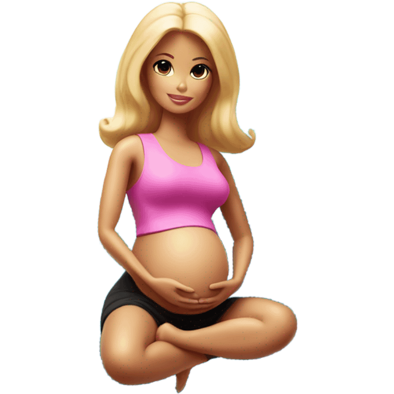 Pregnant Barbie on yoga ball emoji