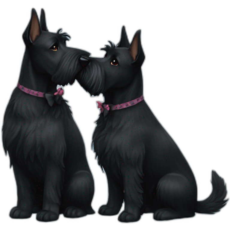 Two black Scottish terrier kissing emoji