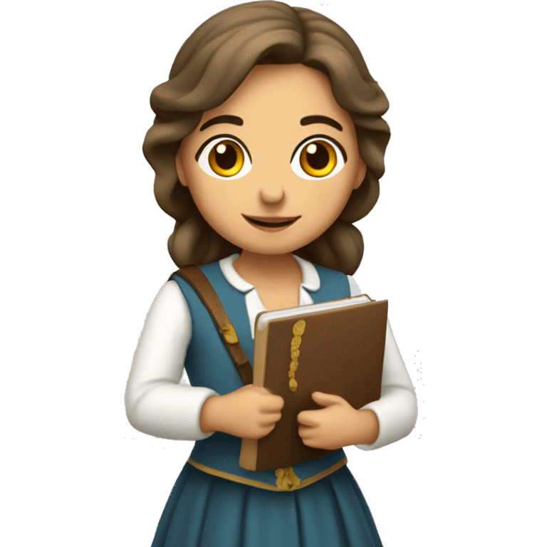 cute historical spanish woman with a notebook in her hands emoji