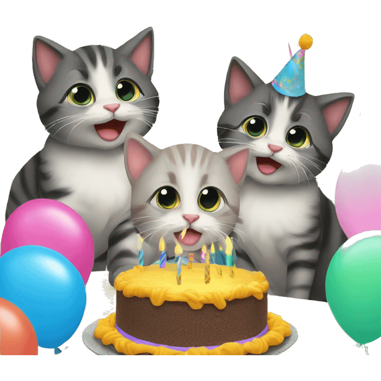 3 kittens at a birthday party emoji