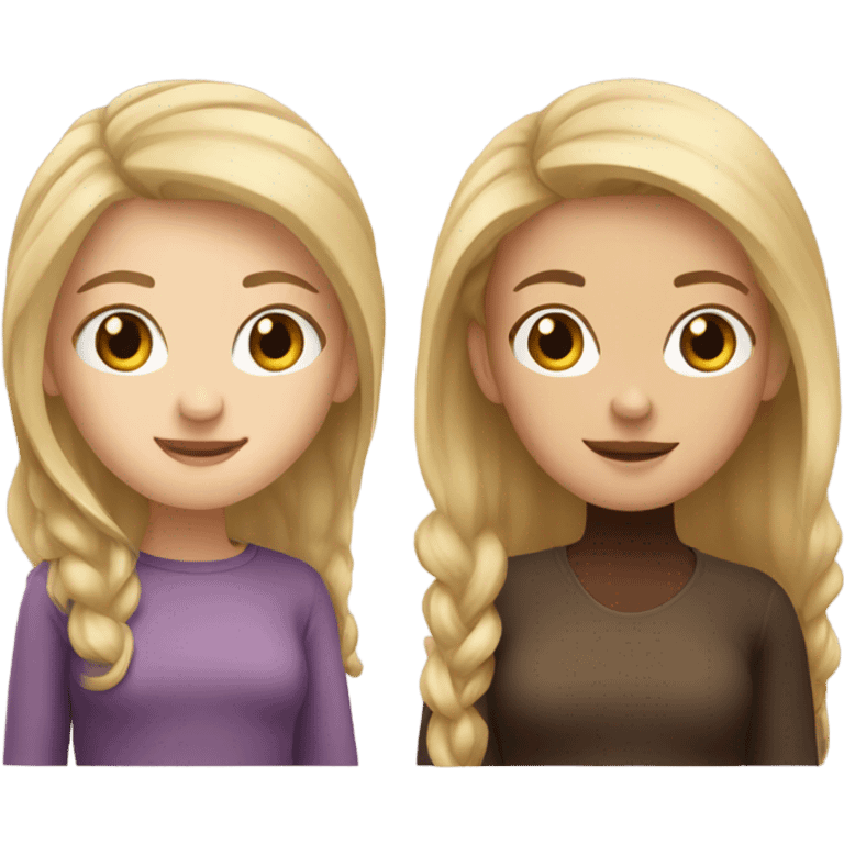 Girl with blonde hair and girl with brown hair  emoji