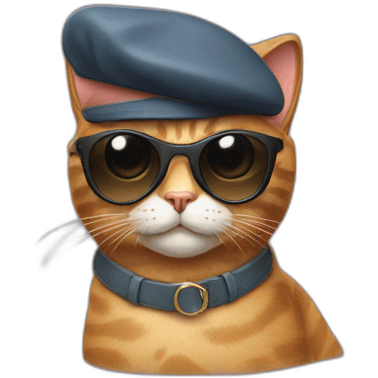 cat with sunglasses and wearing a beret emoji