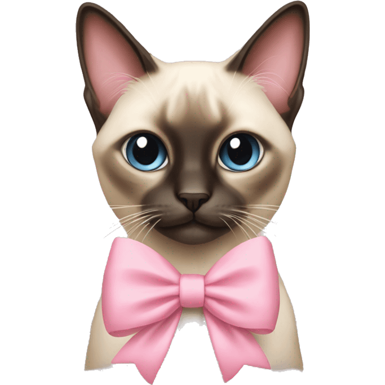 Long hair Siamese cat with pastel pink bow emoji