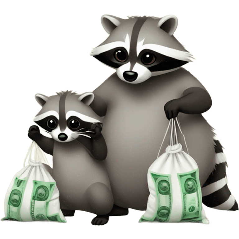 Raccoons with bags of cash emoji