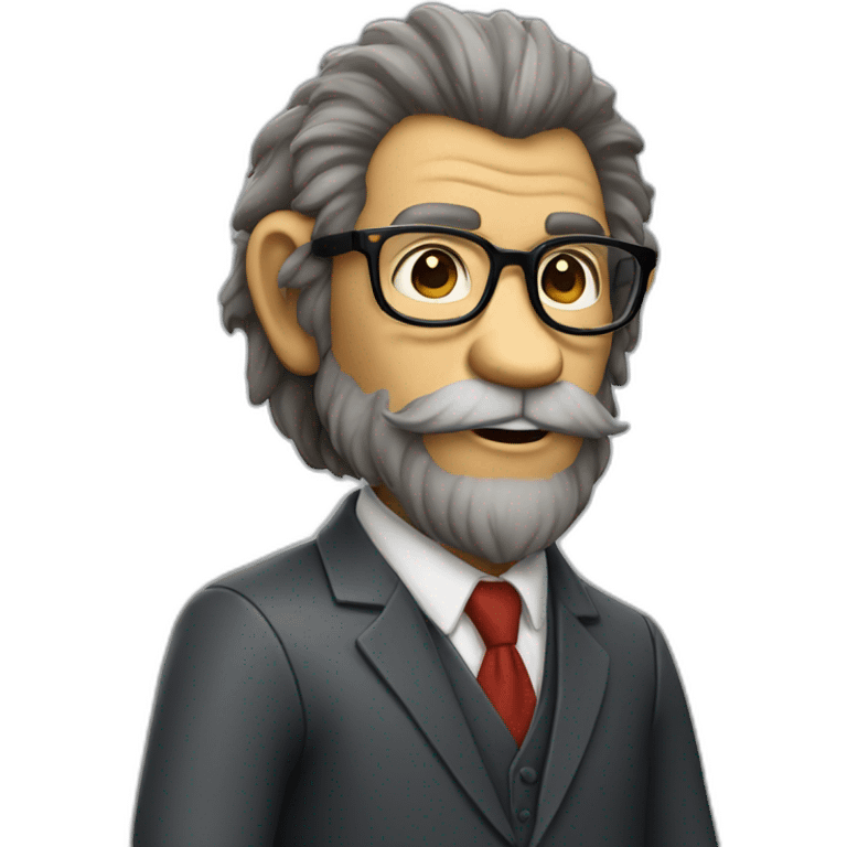 "monkey" professor with beard, mustace, glasses, suit  playing football emoji