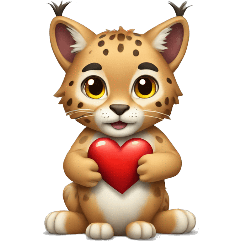 a male lynx holding a heart emoji