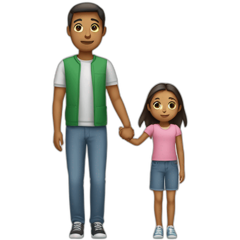 girl holding her father’s hand emoji