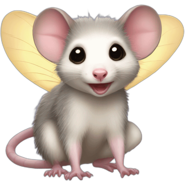 Adult wild opossum with fairy wings  emoji