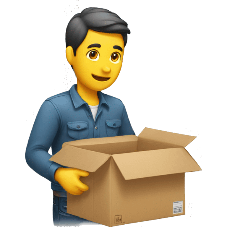 a man packing an item to a box emoji