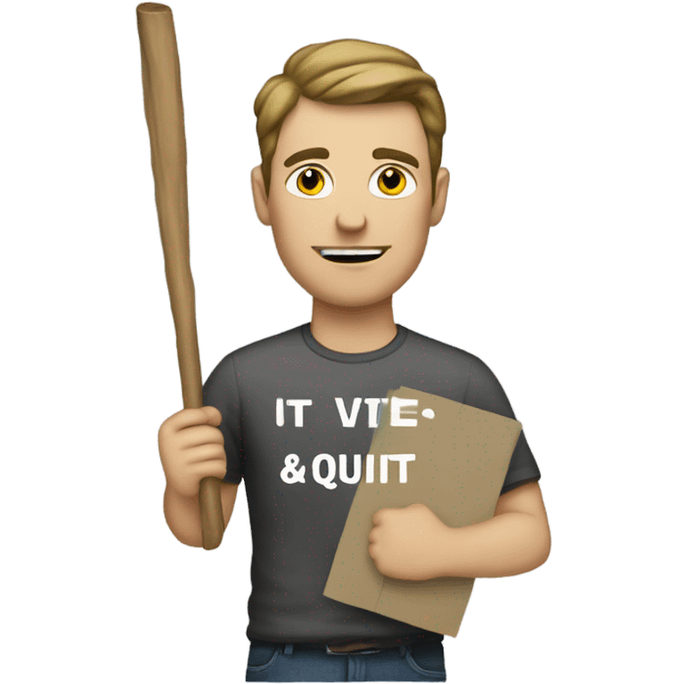 White Man holding I quit sign emoji