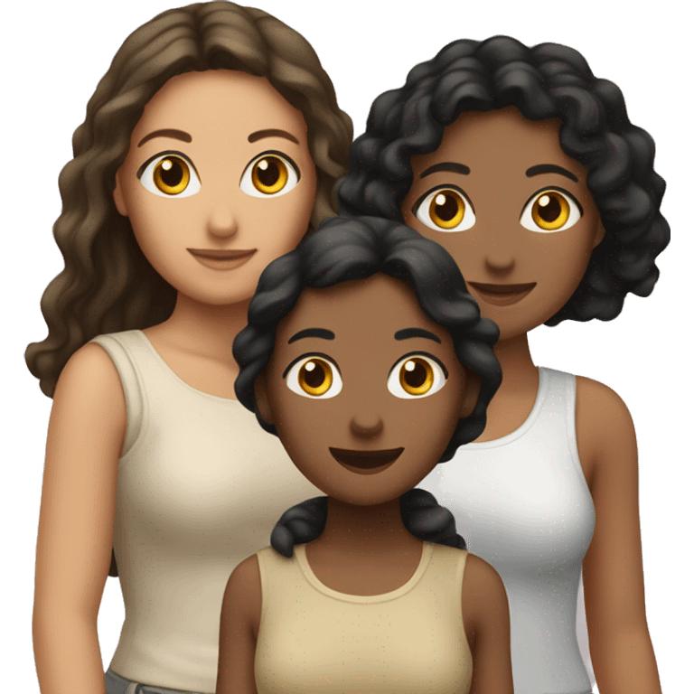 Three female friends one Hispanic two black  emoji