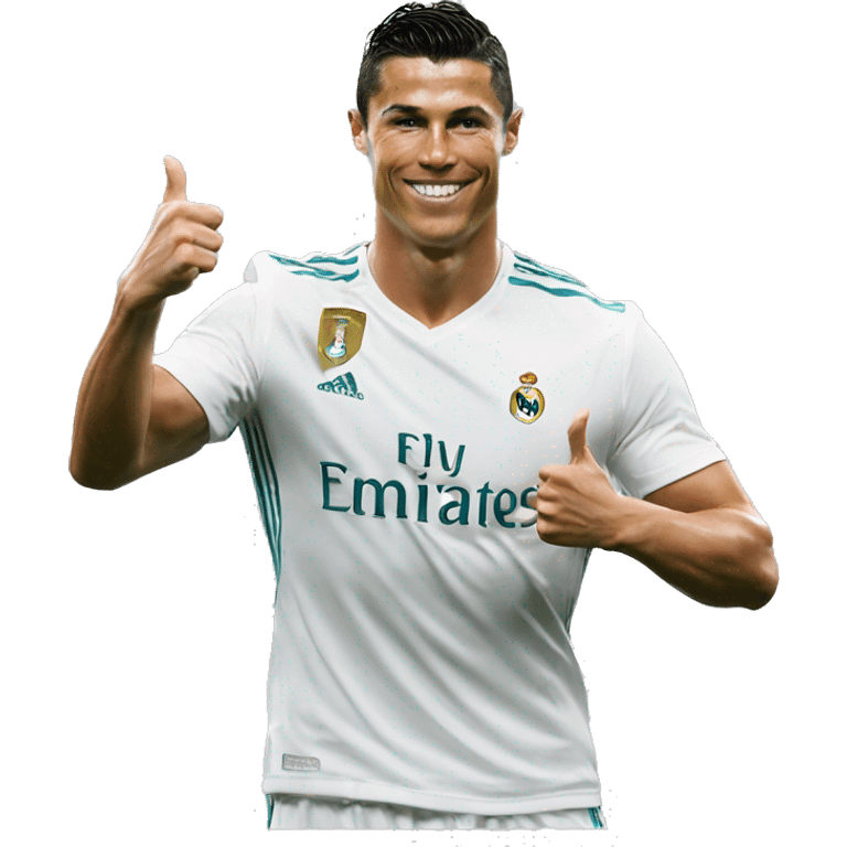 photorealistic Cristiano Ronaldo shows thumbs up emoji