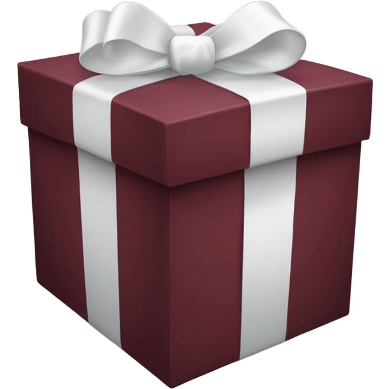 Burgundy coloured gift box with a white bow emoji